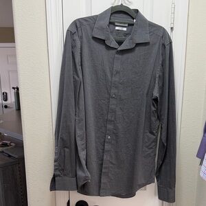 Calvin Klein Supima Cotton Slim Fit Dress Shirt 15.5 34/35 Gray